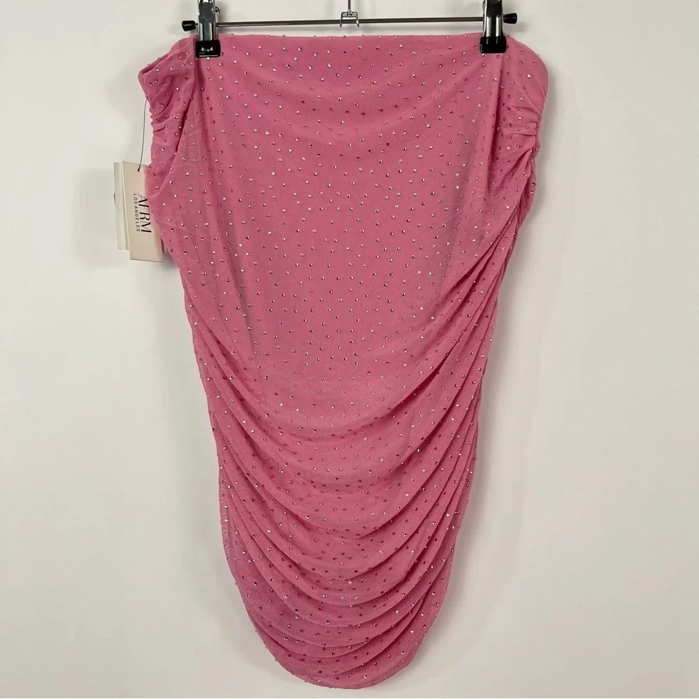 AFRM Dasani Rhinestone Dotted Ruched Miniskirt NWT XL